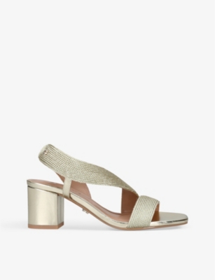CARVELA: Gala metallic-strap woven heeled sandals