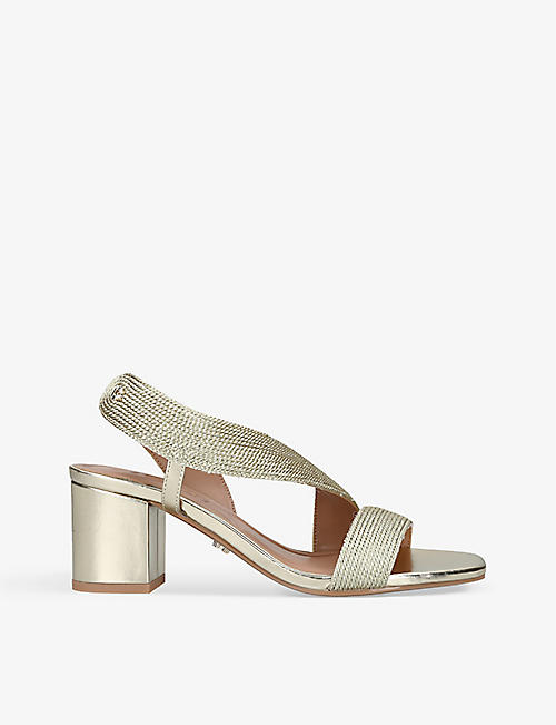 CARVELA: Gala metallic-strap woven heeled sandals