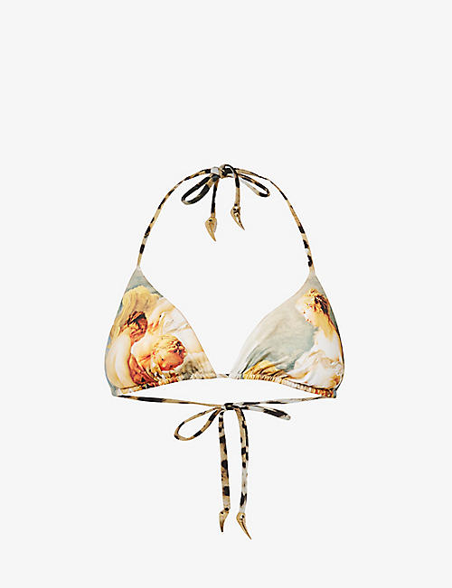 ROBERTO CAVALLI: Graphic-pattern halterneck bikini top