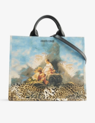 Roberto Cavalli Womens Multicolour Graphic-print Cotton-canvas Tote Bag In Multicolour