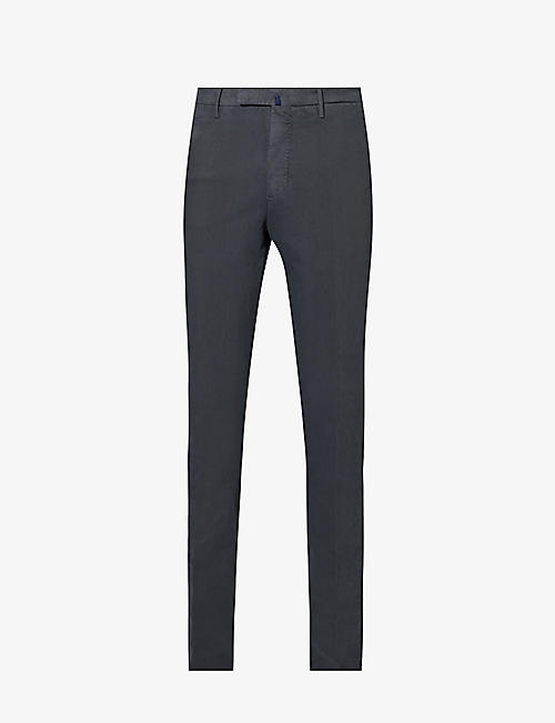 SLOWEAR: Belt-looped brand-plaque straight-leg slim-fit stretch-woven trousers