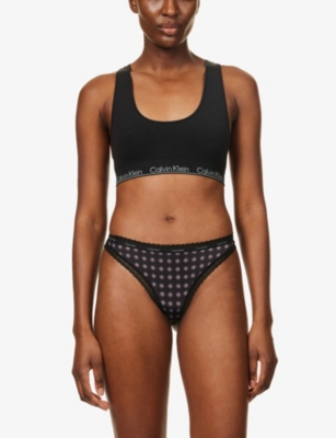 Shop Calvin Klein Women's Black Modern Logo-print Stretch-woven Bra
