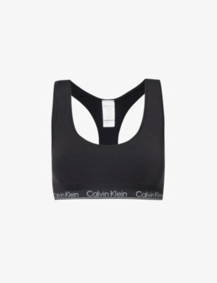 Calvin Klein Modern Logo-print Stretch-woven Bra In Black