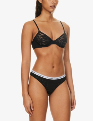 Shop Calvin Klein Womens Black Intrinsic Non-padded Stretch-lace Bra