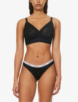 Calvin Klein Womens Black Intrinsic Logo-embroidered Stretch-lace Maternity  Bra