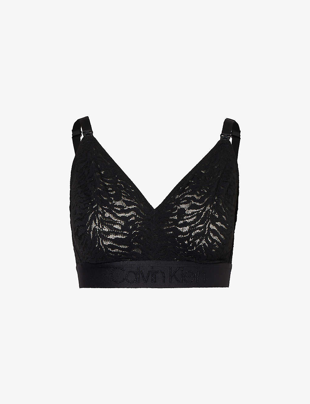 Calvin Klein Womens Black Intrinsic Logo-embroidered Stretch-lace Maternity Bra