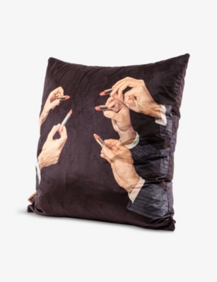 SELETTI: Seletti x TOILETPAPER graphic-print woven cushion 67cm x 67cm