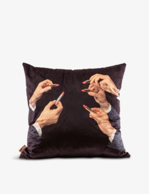SELETTI: Seletti x TOILETPAPER graphic-print woven cushion 67cm x 67cm