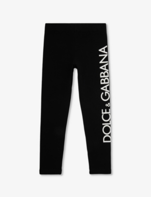 DOLCE & GABBANA: Logo text-print stretch-cotton-jersey leggings 6-12 years