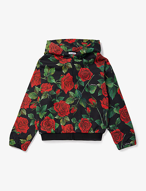 DOLCE & GABBANA: Cappuccio floral-pattern cotton-jersey hoody 10-12 years