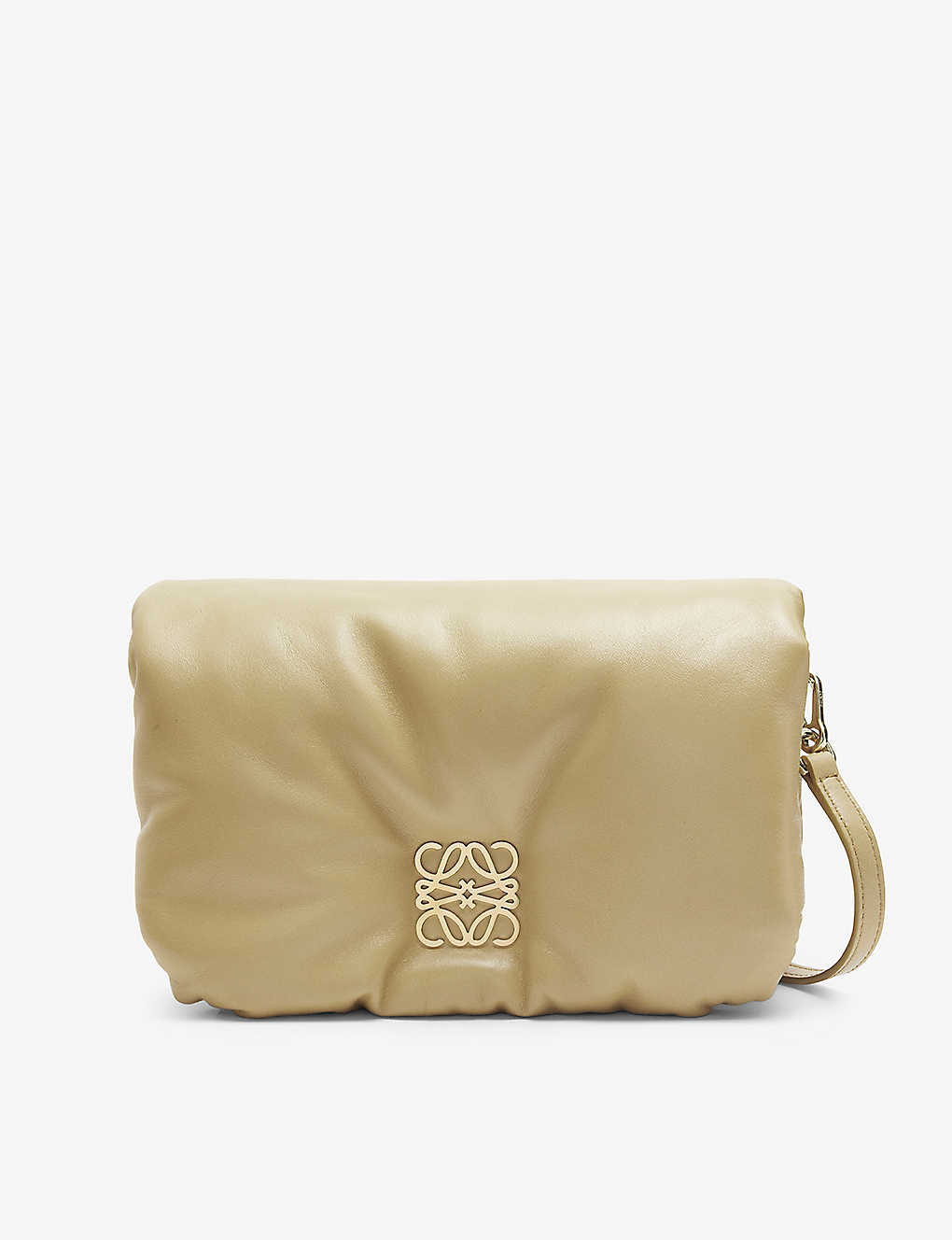 Shop Loewe Women's Clay Green Puffer Goya Mini Leather Shoulder Bag