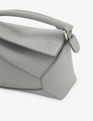 Shop Loewe Womens Pearl Grey Puzzle Edge Mini Leather Cross-body Bag