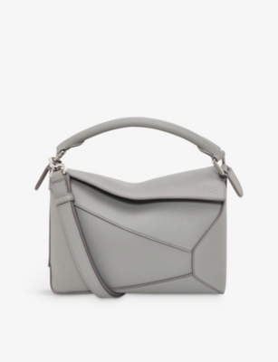Loewe Womens Pearl Grey Puzzle Edge Small Leather Cross-body Bag
