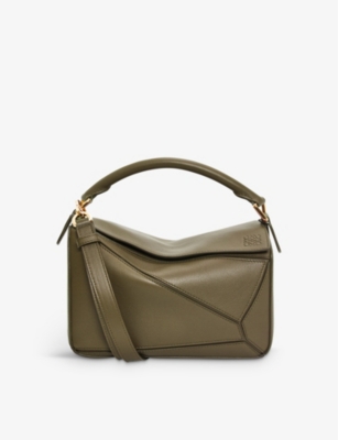 Loewe Leather Puzzle Shoulder Bag In Green | ModeSens