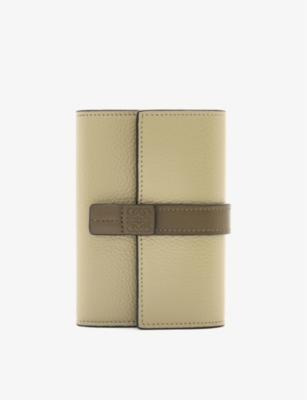 Loewe Womens Green Logo-debossed Vertical Small Leather Wallet In Sage/khaki Green