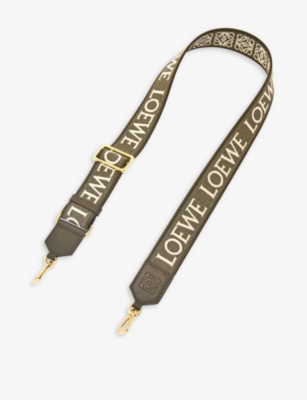 Anagram strap in jacquard and calfskin Dark Khaki Green - LOEWE