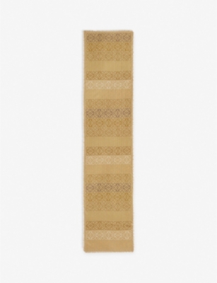 LOEWE: Anagram-print fringed-trim wool-blend scarf