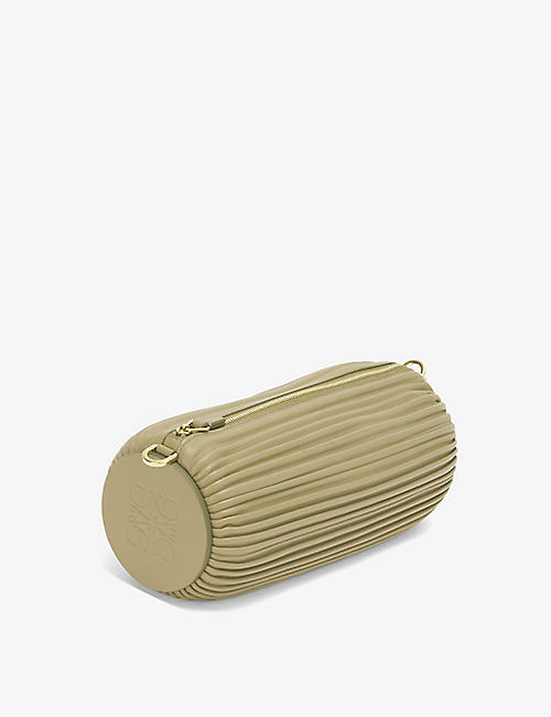 LOEWE: Bracelet Pouch pleated leather clutch bag