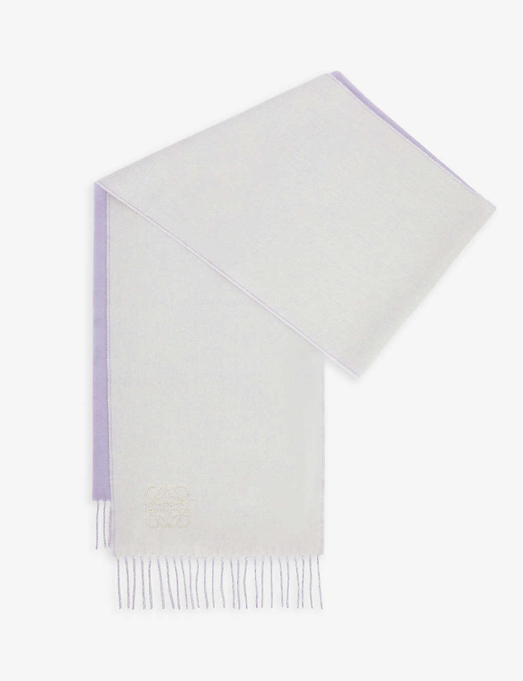 Loewe Women's Purple/white Anagram-embroidered Wool And Cashmere-blend Scarf