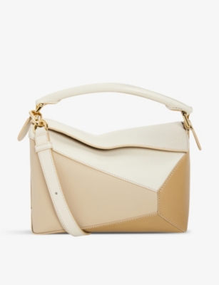 Beige Puzzle Edge small leather cross-body bag, LOEWE