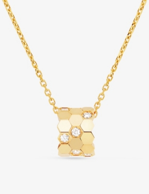CHAUMET: Bee de Chaumet 18ct yellow-gold and 0.6ct diamonds pendant necklace