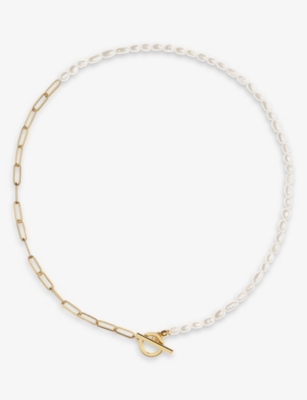 La Maison Couture Womens Gold Amadeus Alba 14ct Yellow Gold-plated Brass And Pearl Necklace