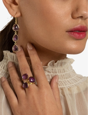 Shop La Maison Couture Amadeus Sophia 14ct Yellow Gold-plated Vermeil Recycled Sterling Silver And Amethyst Earrings In Purple
