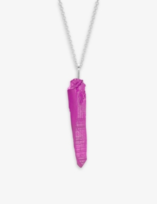 La Maison Couture The Rock Hound Wand Ceramic-coated Recycled Sterling-silver Pendant Necklace In Pink