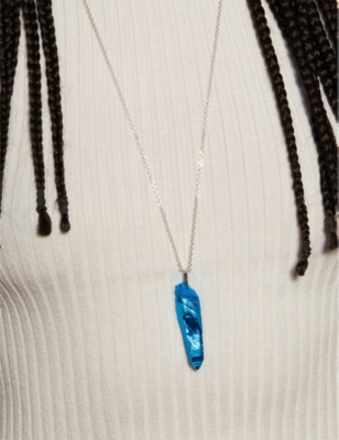 Shop La Maison Couture The Rock Hound Wand Ceramic-coated Recycled Sterling-silver Pendant Necklace In Turquoise
