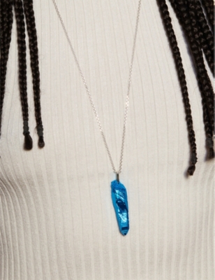 La Maison Couture Womens Turquoise The Rock Hound Wand Ceramic-coated Recycled Sterling-silver Penda In Turquoise