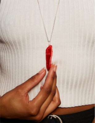 La Maison Couture Womens Red The Rock Hound Wand Ceramic-coated Recycled Sterling-silver Pendant Nec In Red