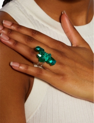 Shop La Maison Couture The Rock Hound Hotrocks Cluster Recycled Sterling-silver Ring In Green