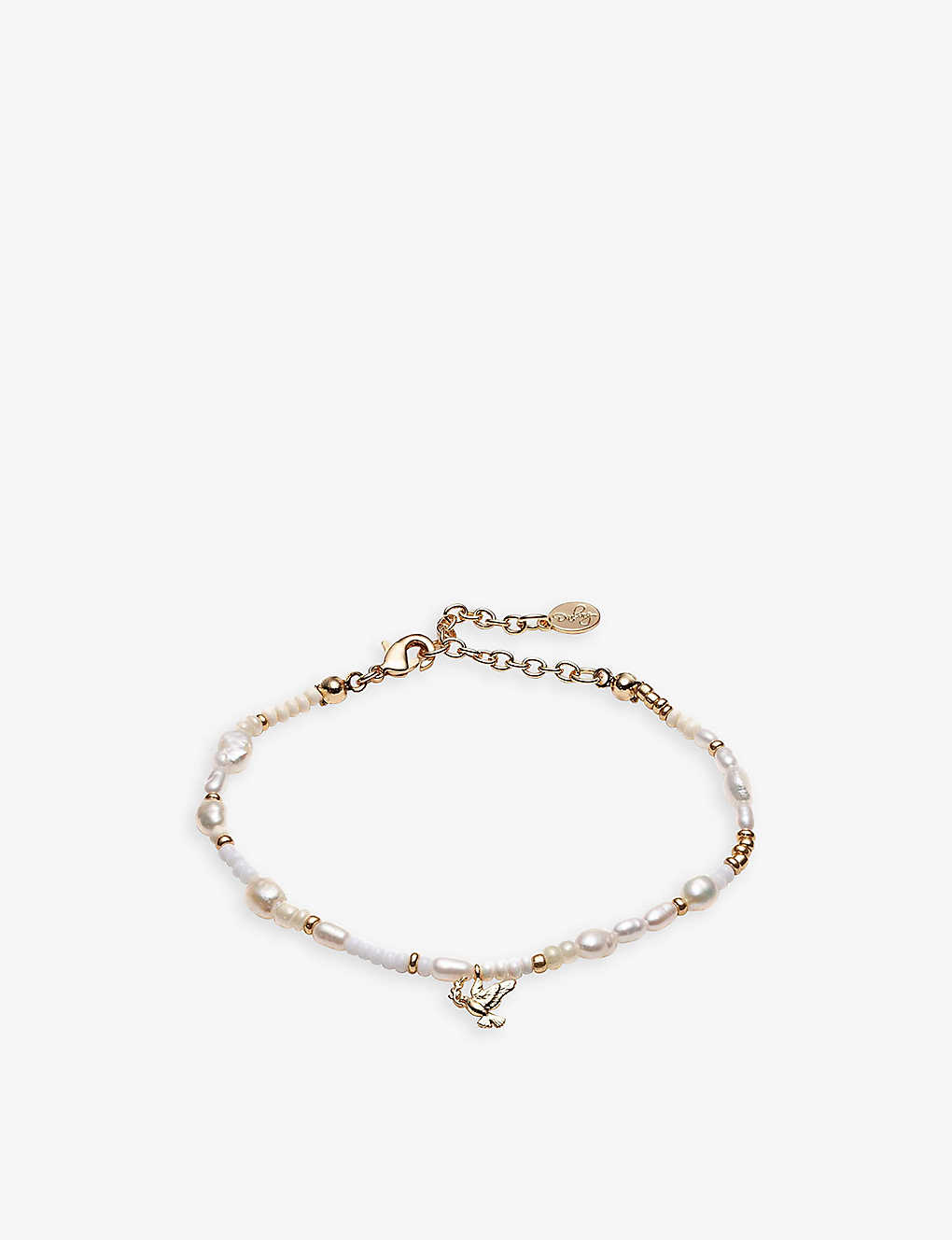 La Maison Couture With Love Darling 14ct Yellow Gold-plated Remelted Brass, Pearl And Glass Bracelet