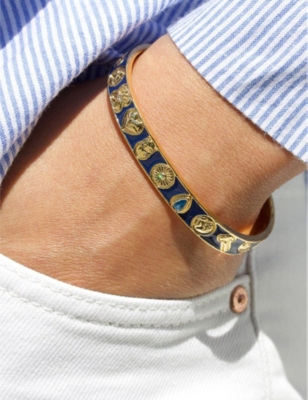 Shop La Maison Couture Women's Blue With Love Darling Global Goal Remelted-brass, Zircon And Enamel Cuff