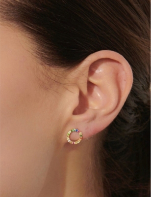 LA MAISON COUTURE: With Love Darling #17 Partnership 14ct yellow gold-plated vermeil sterling-silver and cubic zirconia stud earrings