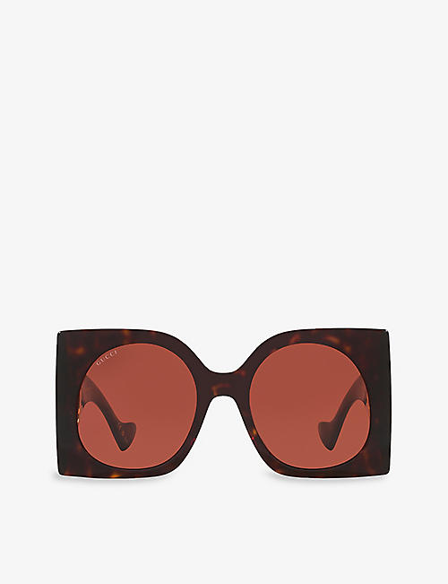 GUCCI: GG1254S cut-out interlocking-G tortoiseshell-acetate sunglasses