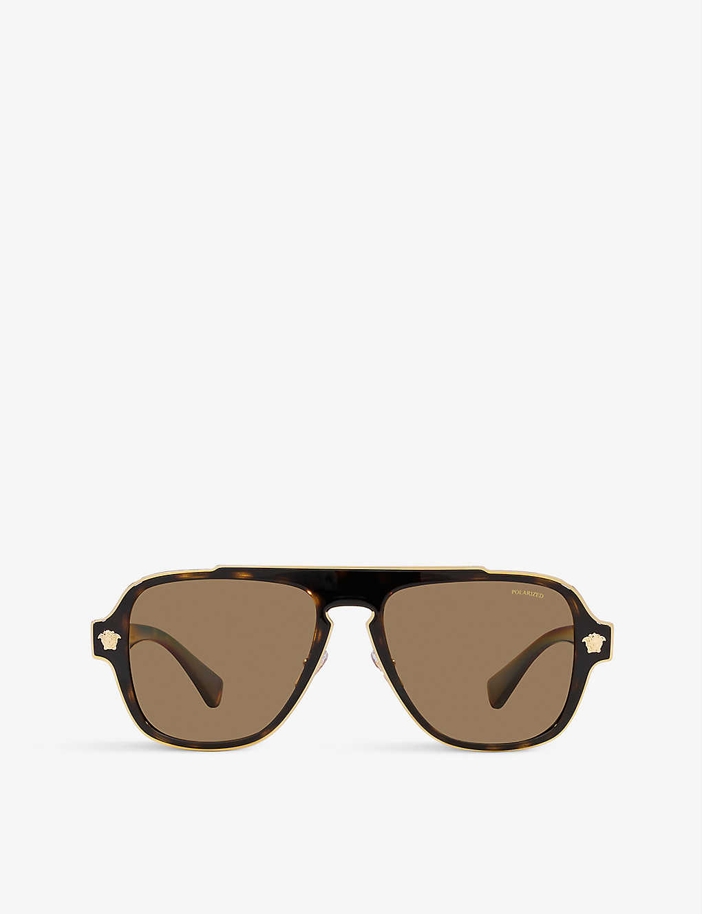 Versace Womens Brown Ve2199 Polarised Irregular-shape Metal Sunglasses