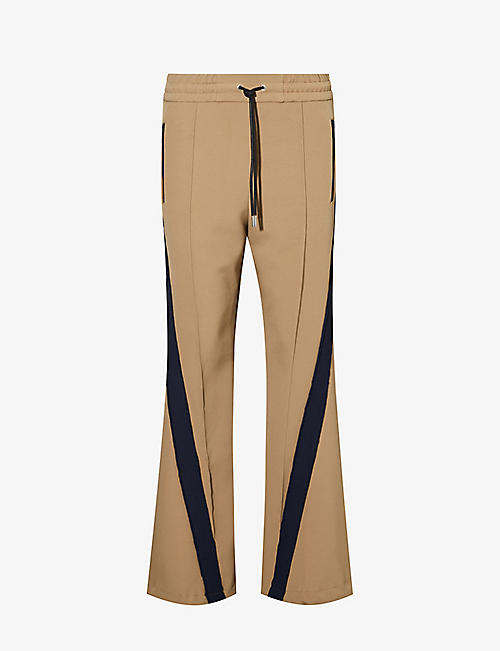 SACAI: Technical contrast-panel straight-leg mid-rise woven trousers