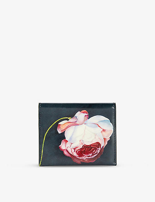 DRIES VAN NOTEN: Floral-print leather cardholder