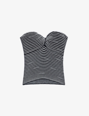 Zadig & Voltaire Twista Striped Crochet-knit Wool Top In Encre
