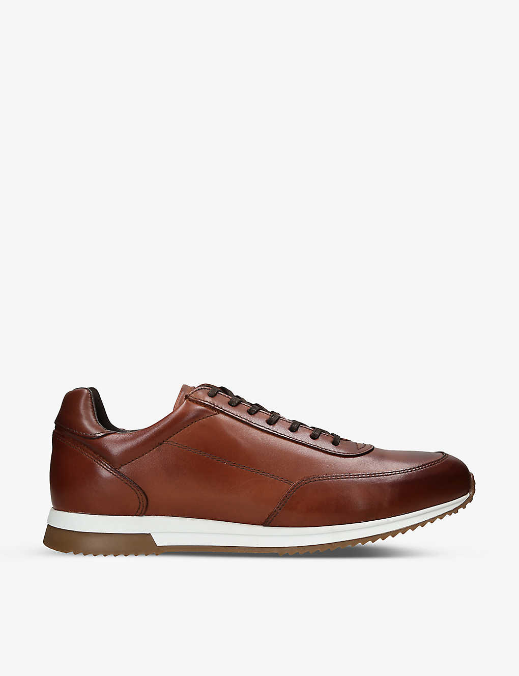 Loake Mens Tan Bannister Tonal-stitching Leather Low-top Trainers