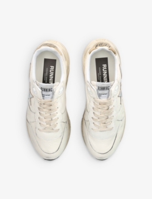 Golden Goose Womens  Running Sole Metallic Star-patch Leather Trainers In White/oth