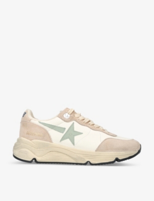 Golden Goose Star Mixed Leather Running Sneakers In White