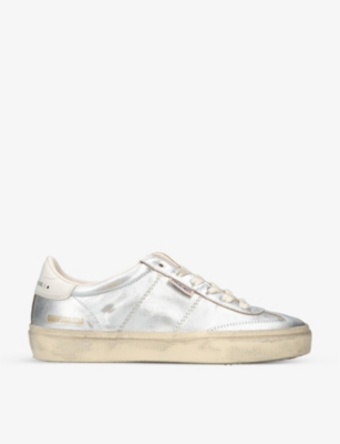 Golden Goose Womens Silver Com Soulstar 70192 Logo-print Leather Low-top Trainers