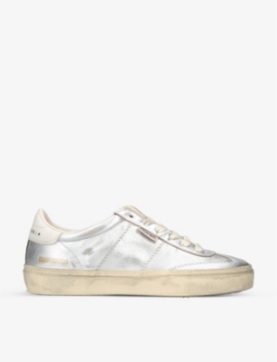 Golden Goose Womens Silver Com Soulstar 70192 Logo-print Leather Low-top Trainers In Silver Com