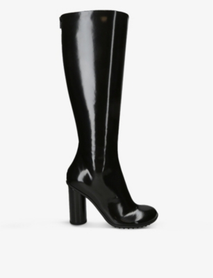 Bottega Veneta Atomic Patent Leather Knee-high Boots In Black