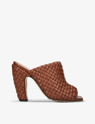 BOTTEGA VENETA: Canalazzo Intrecciato-weave leather heeled mules