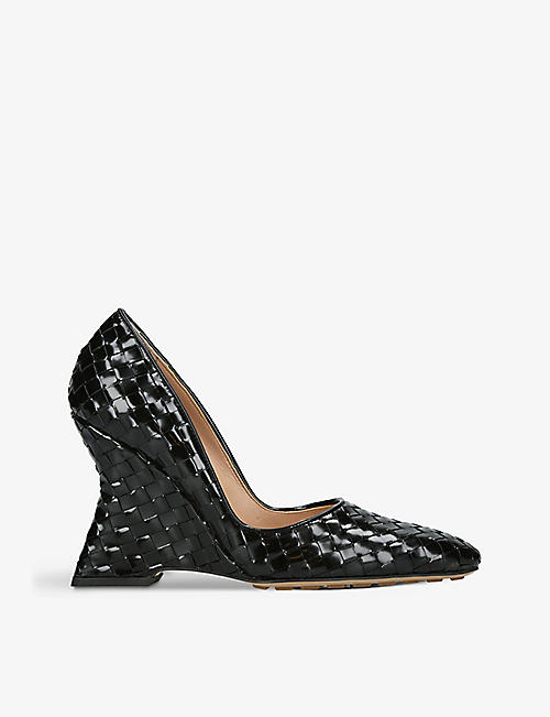 BOTTEGA VENETA: Comet Intrecciato-weave leather heeled courts