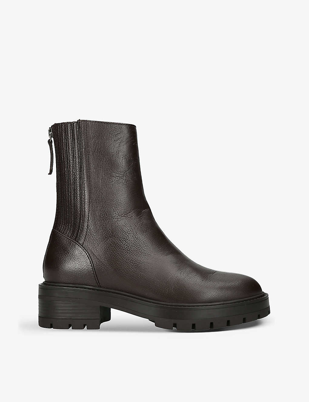 Aquazzura Womens Dark Brown Saint Honore Platform-sole Leather Ankle Boots