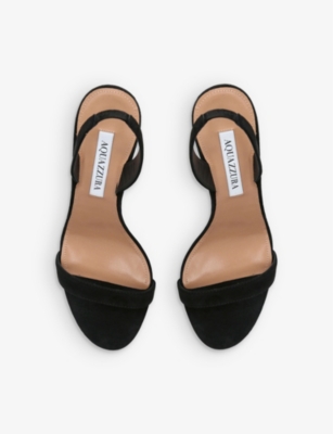 Shop Aquazzura Women's Black So Nude Round-toe Suede Heeled Sandals